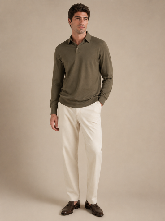 Polo Manga Longa Oliva